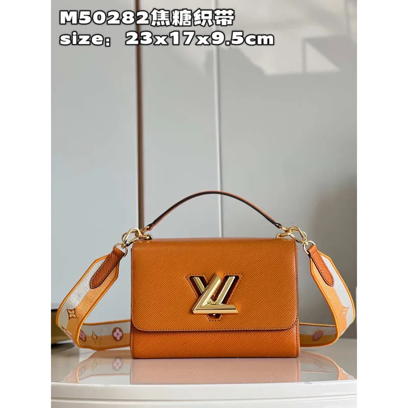 Louis Vuitton LV M50282 Twist MM Bag Epi Gold Cipango Beige