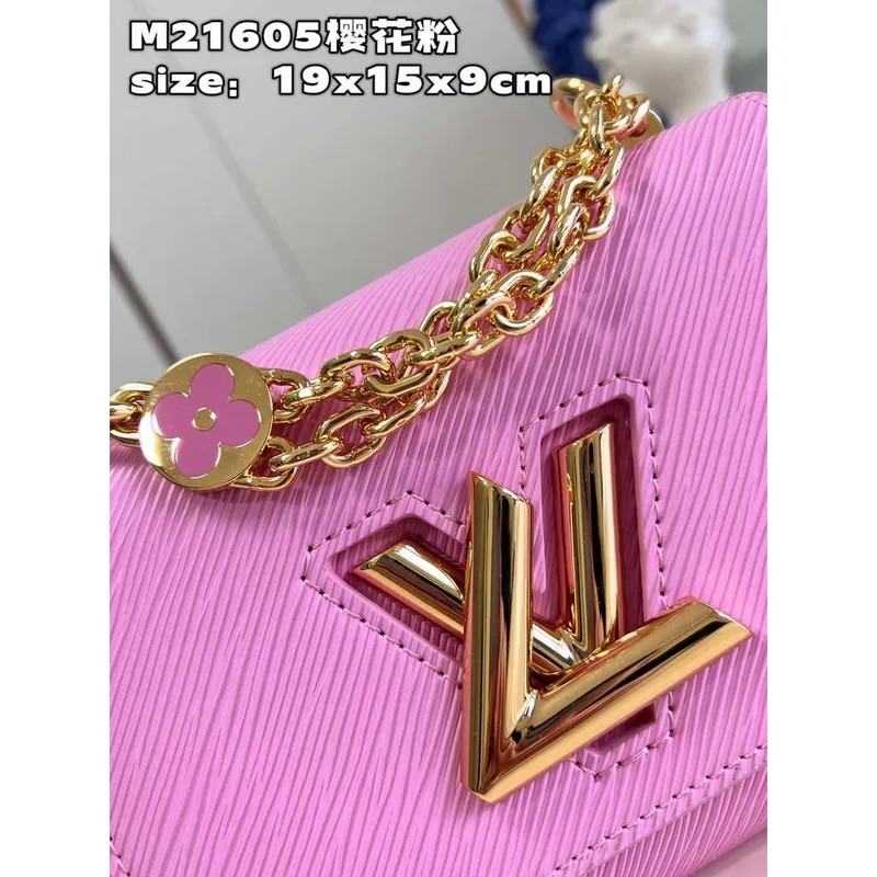 Louis Vuitton LV M21605 Twist MM Bag Epi Rose Red