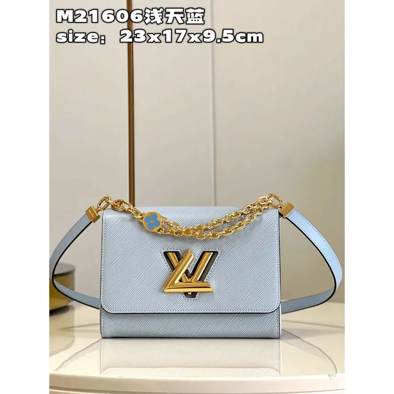Louis Vuitton LV M21606 Twist MM Bag Epi Blue