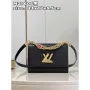 Louis Vuitton LV M20834 Twist MM Bag Epi Black with Pink