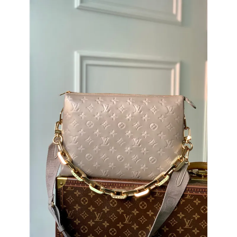 LV M57783 Louis Vuitton Coussin MM Bag Embossed puffy Lambskin Bag light Pink