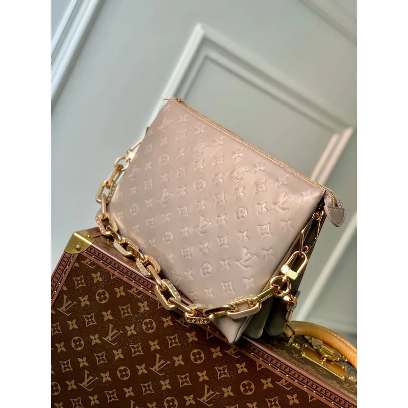 LV M57783 Louis Vuitton Coussin MM Bag Embossed puffy Lambskin Bag light Pink