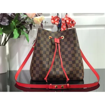 LV N40198 Louis Vuitton NéONOé MM Bag Damier Ebene Red