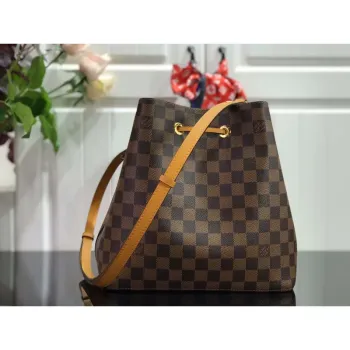 LV N40213 Louis Vuitton NéONOé MM Bag Damier Ebene Safran Yellow