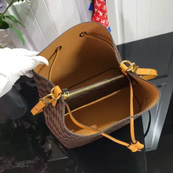LV N40213 Louis Vuitton NéONOé MM Bag Damier Ebene Safran Yellow