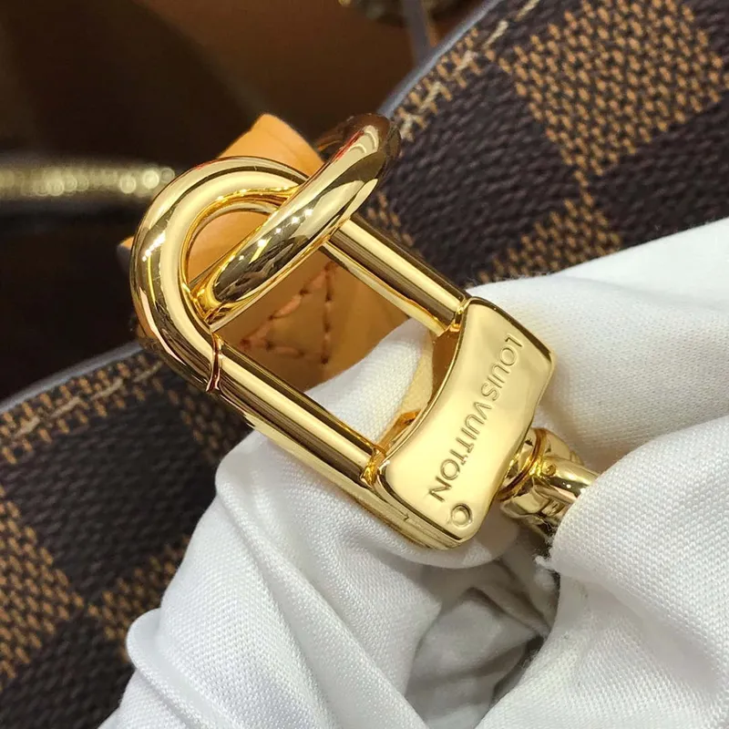 LV N40213 Louis Vuitton NéONOé MM Bag Damier Ebene Safran Yellow