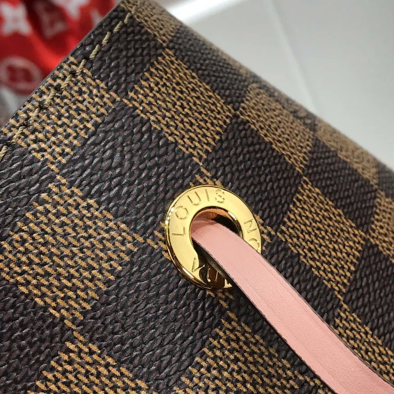 LV N40198 Louis Vuitton NéONOé MM Bag Damier Ebene Venus Pink