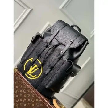 LV M41079 Louis Vuitton Christopher MM Epi Black With Yellow Logo