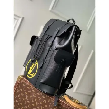 LV M41079 Louis Vuitton Christopher MM Epi Black With Yellow Logo
