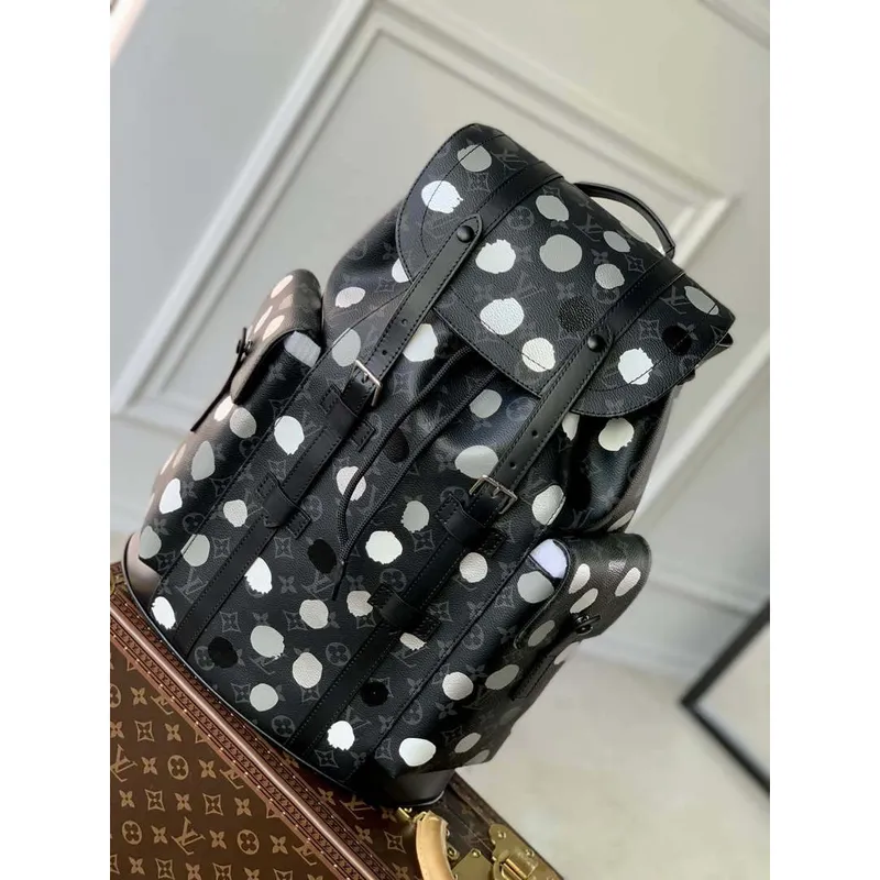LV M46403 Louis Vuitton LV x YK  Christopher MM Backpack Monogram eclipse Black and Silver