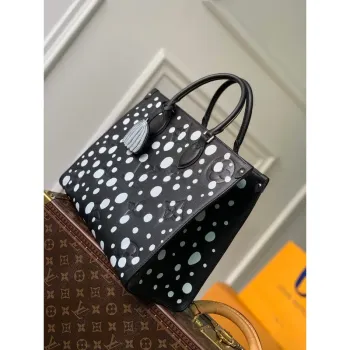 LV M46389 Louis Vuitton LV x YK OnTheGo MM Bag Black White