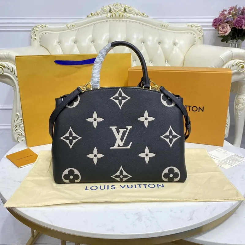 Louis Vuitton LV M45842 Grand Palais bicolor Monogram empreinte leather Black Beige