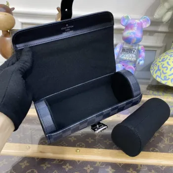 LV N41137 Louis Vuitton 3 Watch Case Damier Graphite Canvas