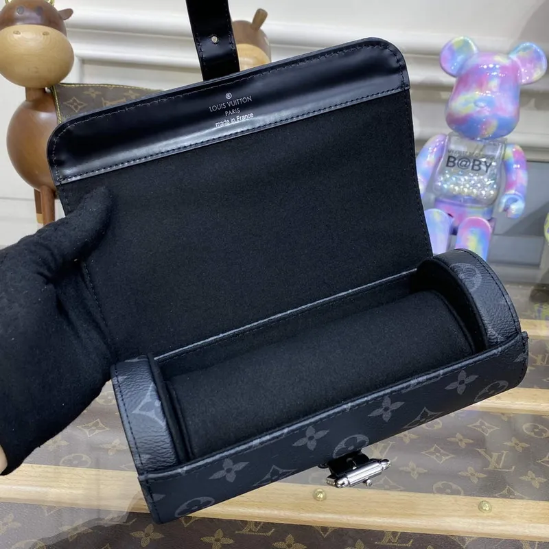 LV M43385 Louis Vuitton 3 Watch Case Monogram Eclipse