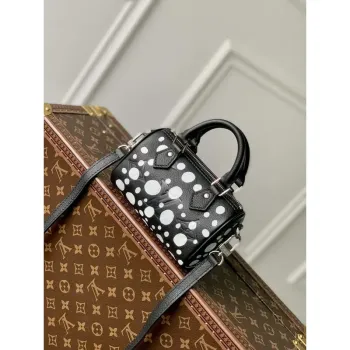 LV M81910 Louis Vuitton LV x YK Nano Speedy Bag Black and white