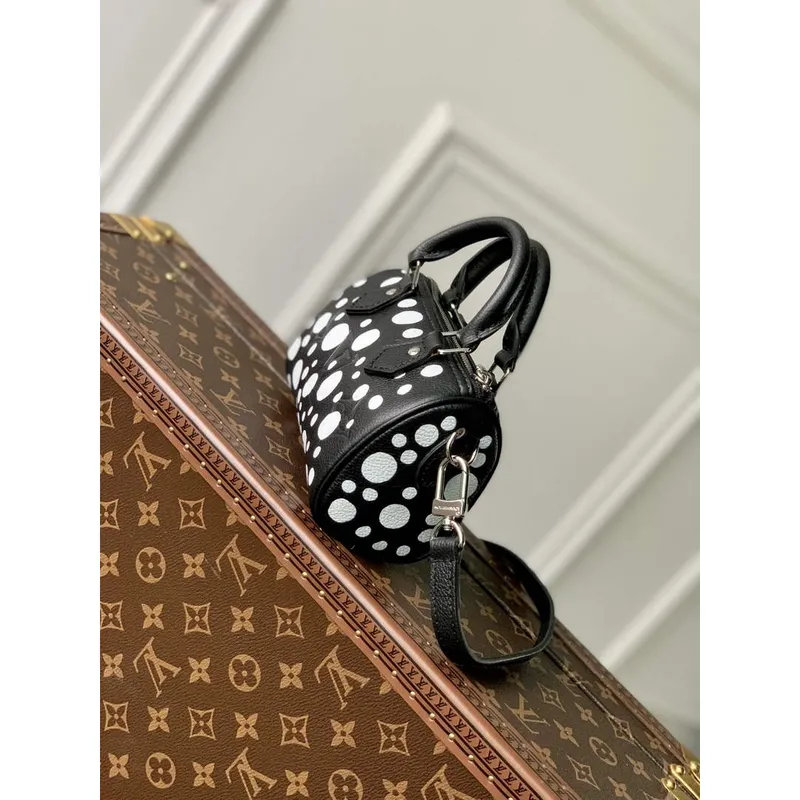 LV M81910 Louis Vuitton LV x YK Nano Speedy Bag Black and white