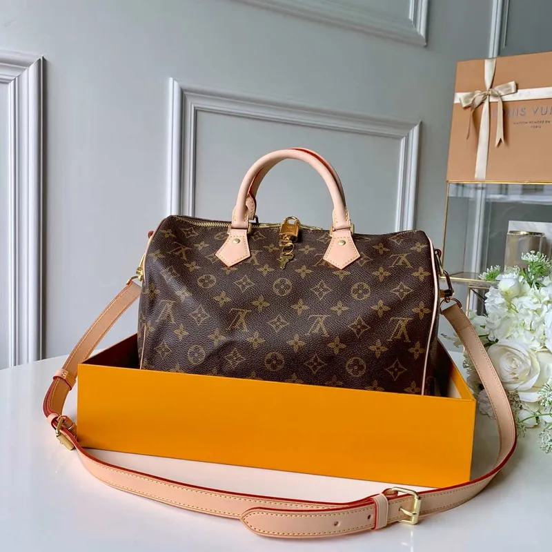 Louis Vuitton LV M41112 Speedy 30 Bag Monogram Canvas With Strap