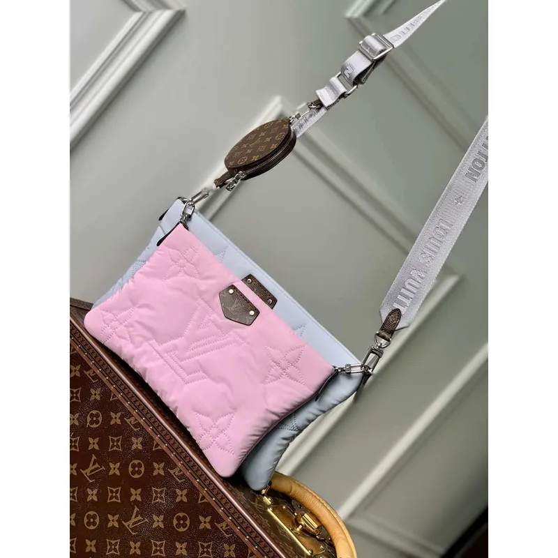 LV M21056 Louis Vuitton Maxi Multi Pochette Accessoires Bag M58977 Silver and Pale Pink