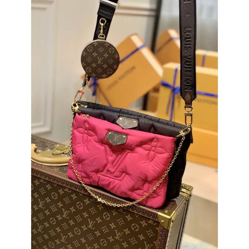 LV M58980 Louis Vuitton Maxi Multi Pochette Accessoires Bag M58977 Black and Fuchsia