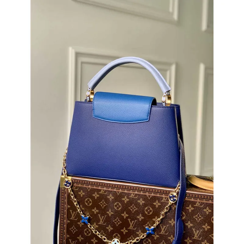 LV M20844 Louis Vuitton Capucines MM Handbag Blue