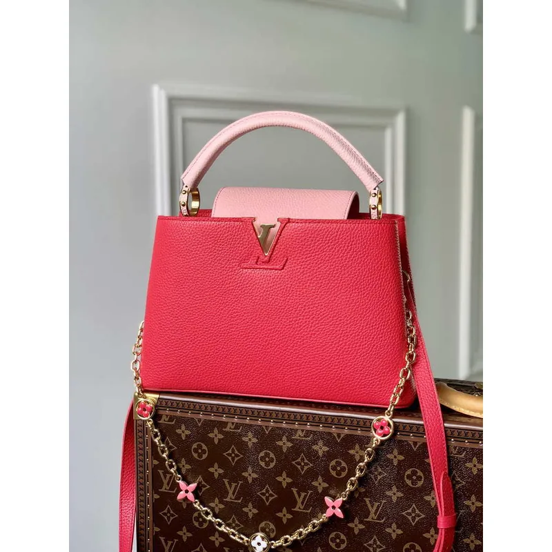 LV M20845 Louis Vuitton Capucines MM Handbag Red