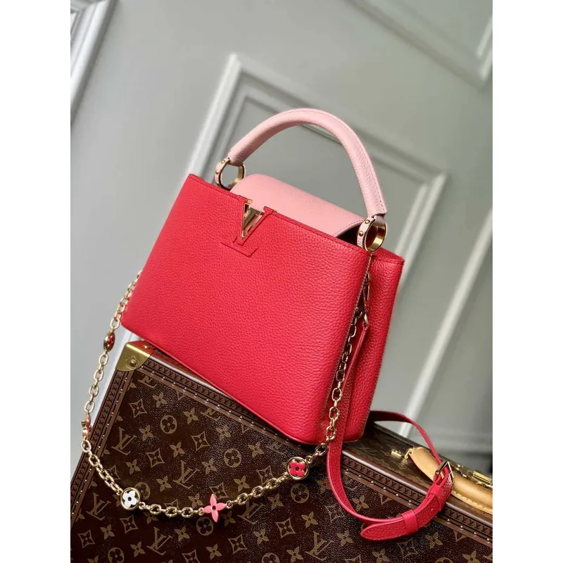 LV M20845 Louis Vuitton Capucines MM Handbag Red