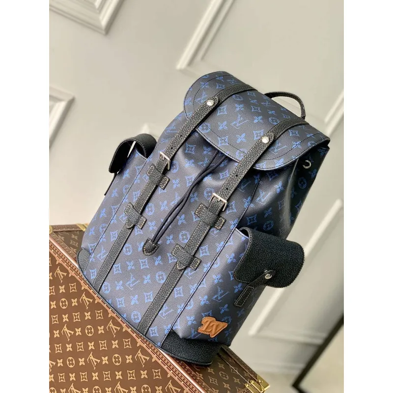 LV M46338 Louis Vuitton Christopher MM Backpack Blue