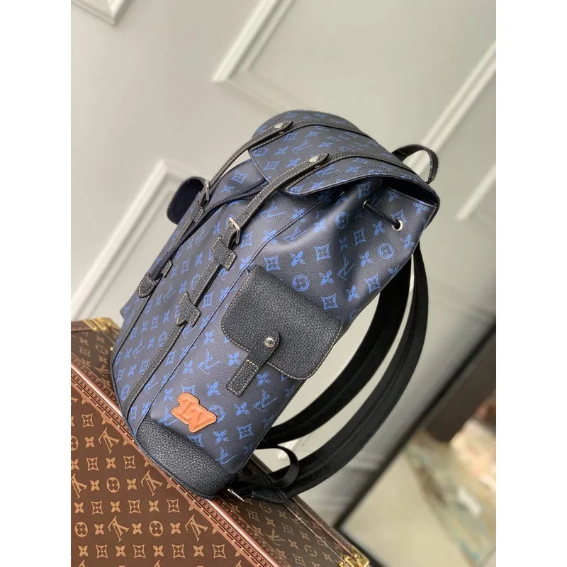 LV M46338 Louis Vuitton Christopher MM Backpack Blue