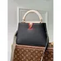 LV M21043 Louis Vuitton Capucines BB Handbag Black / Greige Doux / Scarlet