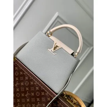 LV M21296 Louis Vuitton Capucines MM Bag Steeple Gray / Greige