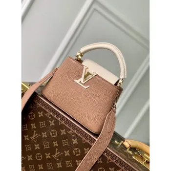 LV M21045 Louis Vuitton Capucines Mini Handbag Trianon Pink / Greige