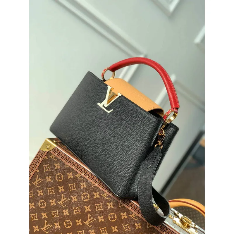 LV M20704 Louis Vuitton Capucines MM Handbag Black