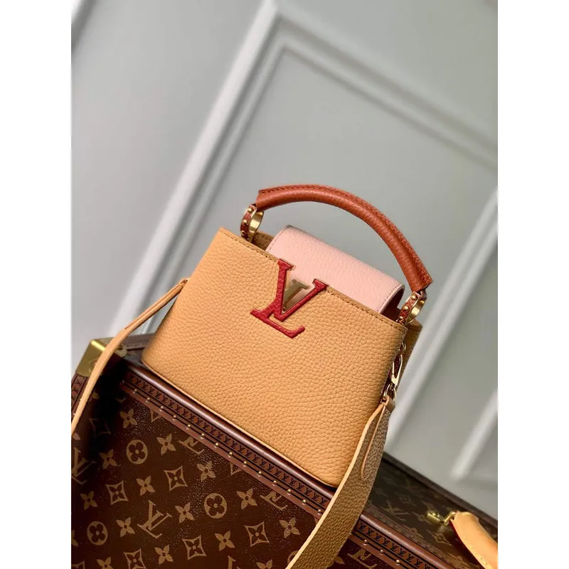 LV M20784 Louis Vuitton Capucines Mini Handbag Wood Brown