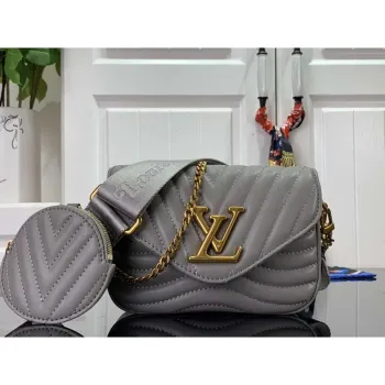 LV M56467 Louis Vuitton New Wave Multi Pochette Leather M56466 Gray