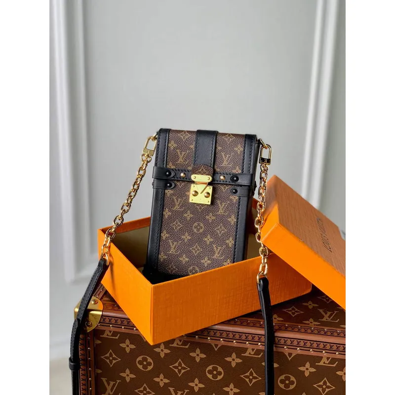 LV M63913 Louis Vuitton Vertical Trunk Pochette Bag Black