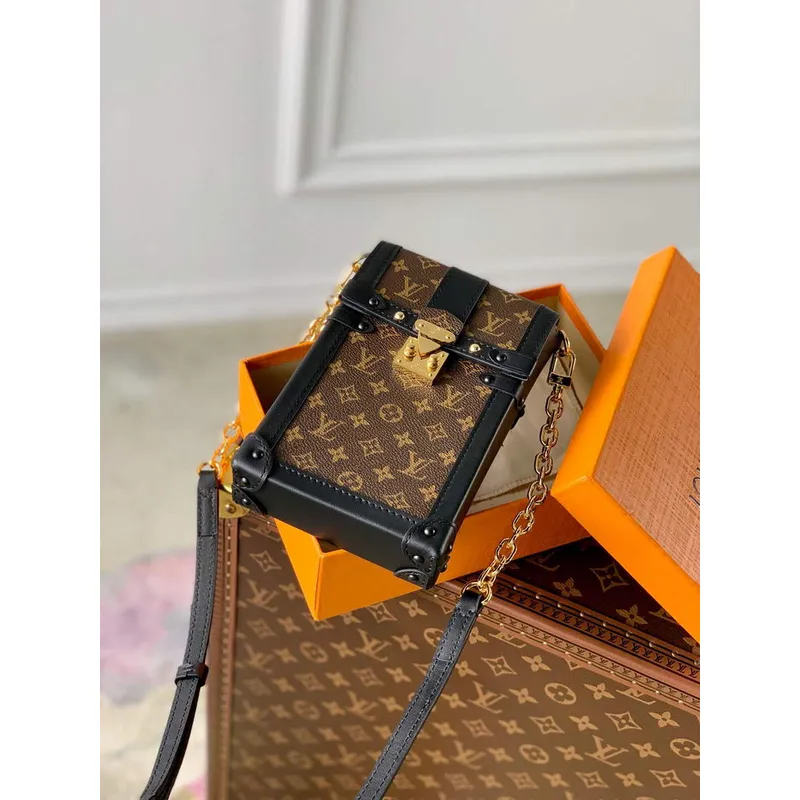 LV M63913 Louis Vuitton Vertical Trunk Pochette Bag Black