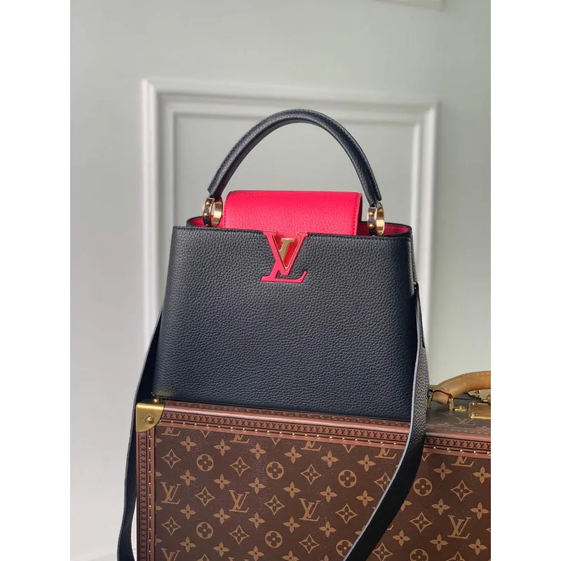 LV M94755 Louis Vuitton Capucines BB Handbag Black Rose Berlingot