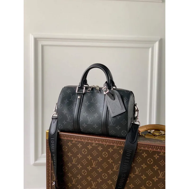 LV M46271 Louis Vuitton Keepall Bandouliere 25 Bag Black