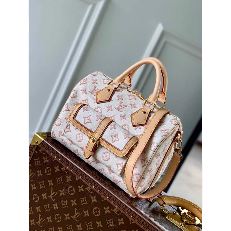 LV M20852 Louis Vuitton Speedy Bandouliere 25 Handbag White