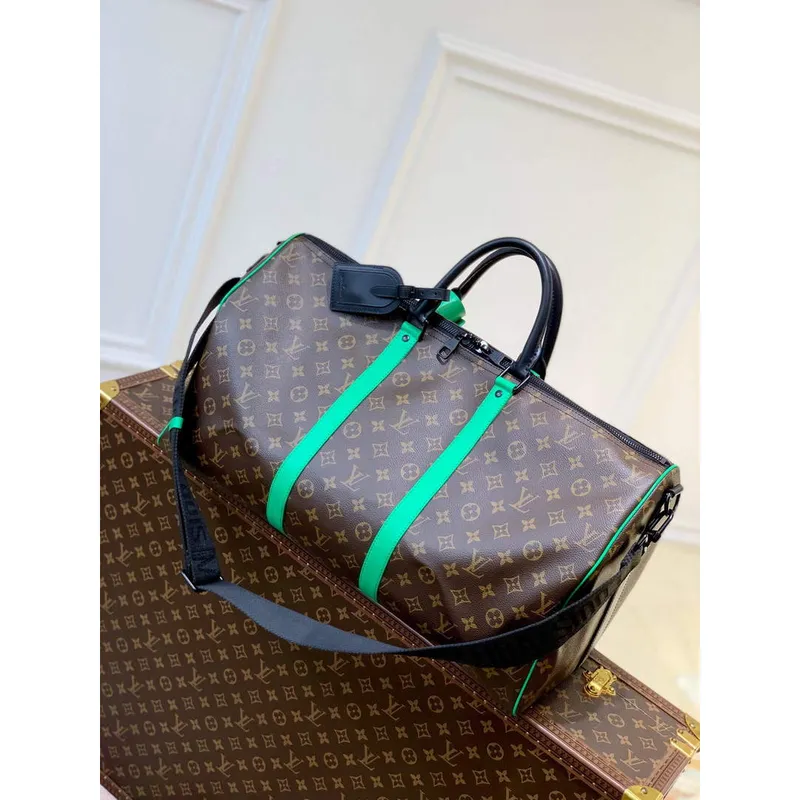 LV M46259 Louis Vuitton Keepall Bandouliere 50 Bag Minty Green