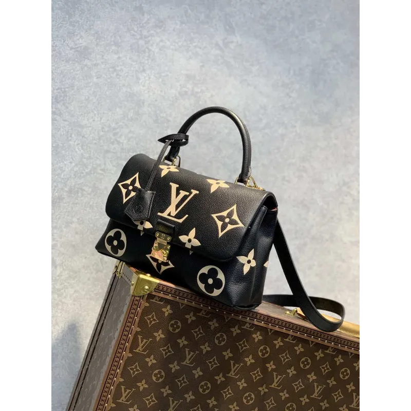 LV M45978 Louis Vuitton Madeleine MM Bicolor Monogram Empreinte Leather Black
