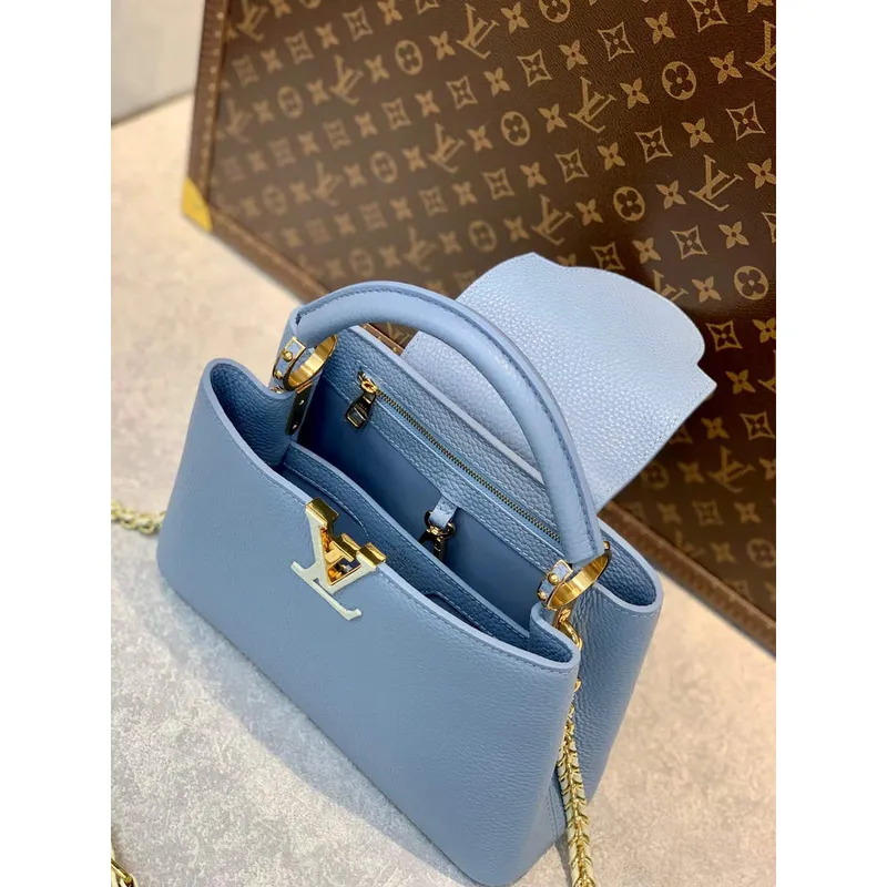 LV M59512 Louis Vuitton Capucines BB Bag Iris Purple/Crème