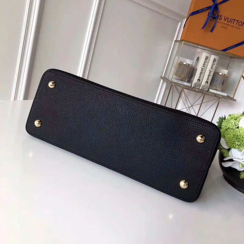 LV M48864 Louis Vuitton MM Capucines Leather Bag M42259 Black