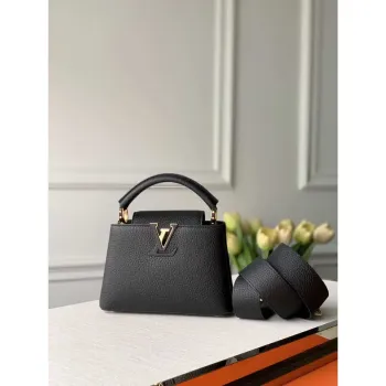 LV M56071 Louis Vuitton Capucines mini Leather Bag Black