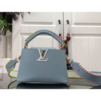 LV M57671 Louis Vuitton Capucines MM Handbag Light Blue