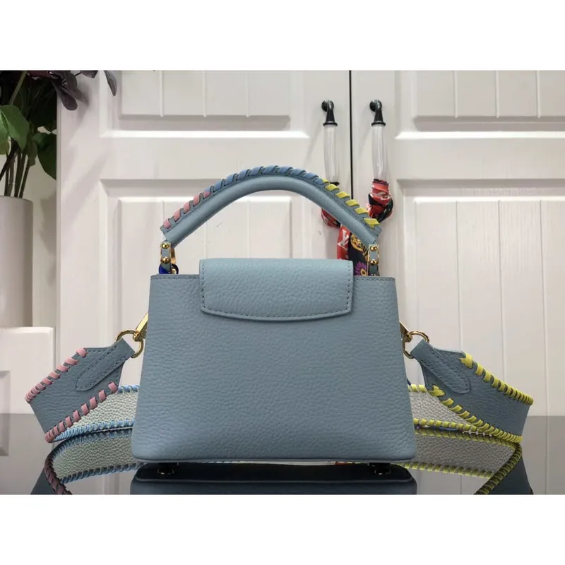 LV M57671 Louis Vuitton Capucines MM Handbag Light Blue
