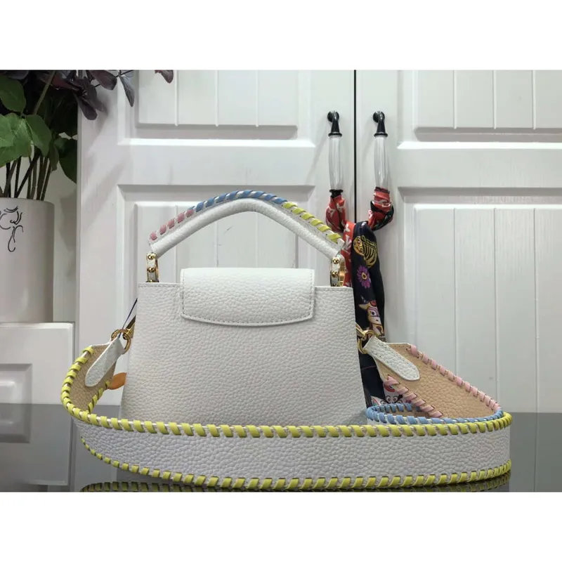 LV M57671 Louis Vuitton Capucines MM Handbag White