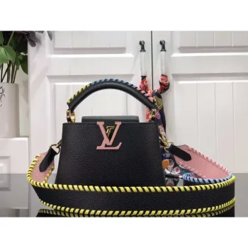 LV M57671 Louis Vuitton Capucines MM Handbag Black