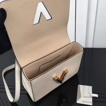LV M59403 Louis Vuitton Twist MM Epi White Grained Leather