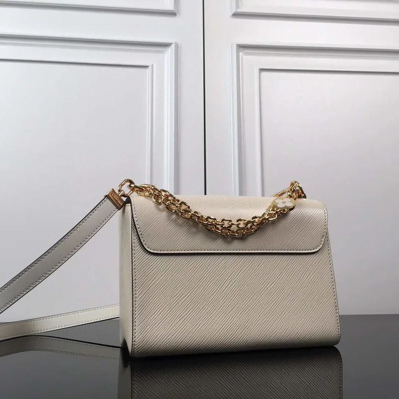 LV M59403 Louis Vuitton Twist MM Epi White Grained Leather